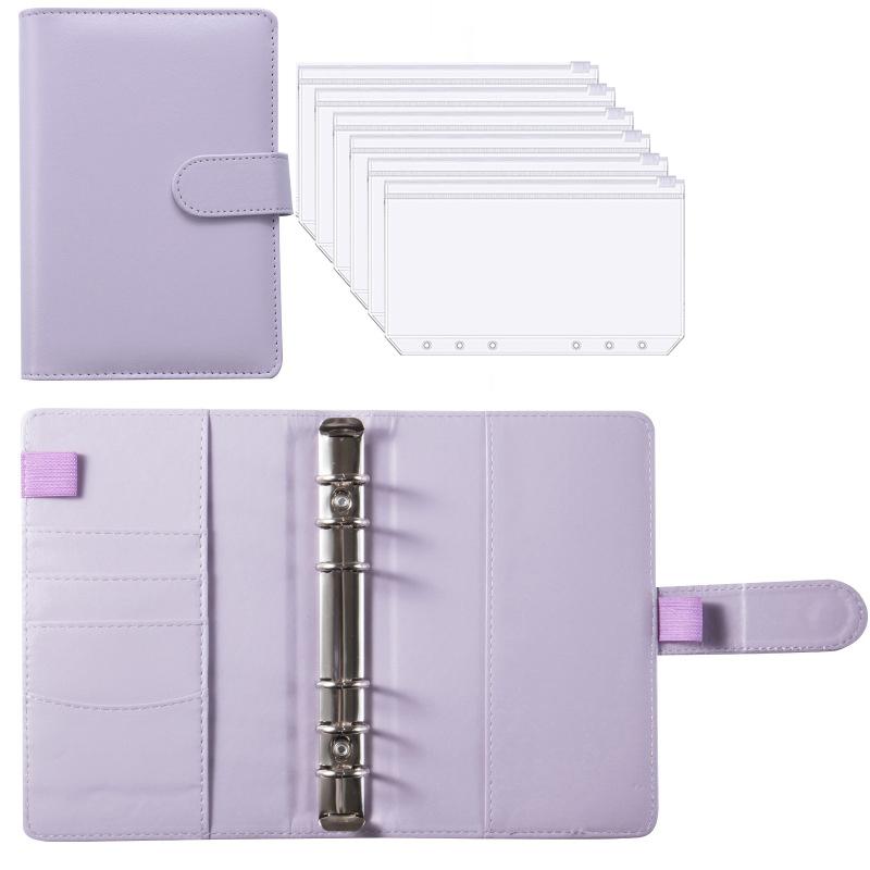 A6 PU Leather Budget Binder Notebook Cash Envelopes System Set,with Binder Pockets for Money Budget Saving Bill Organizer