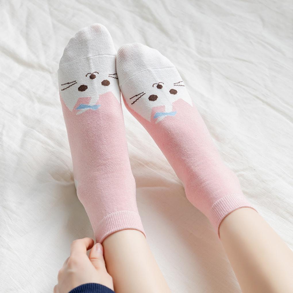 6 Pairs of Women's Kitty Meow Character Socks