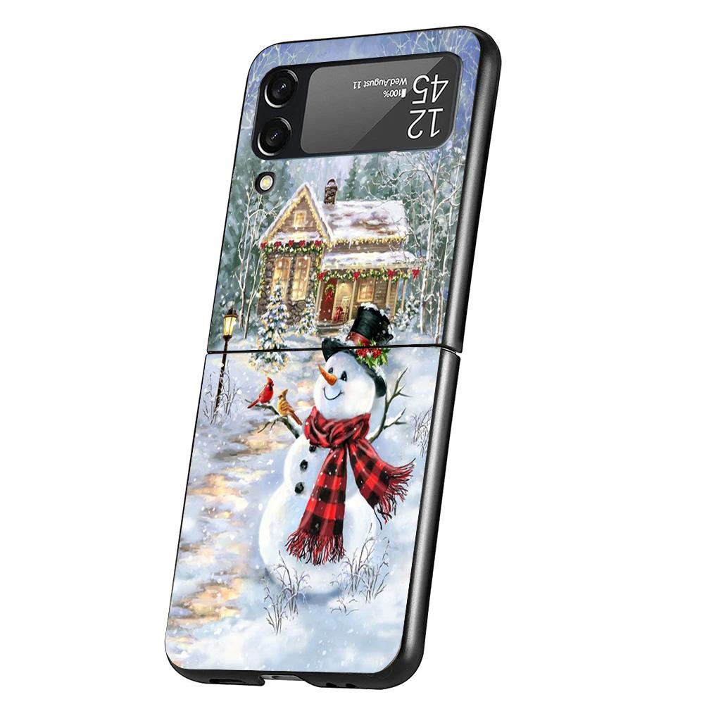 Christmas Santa Claus Present Cover Phone Case For Samsung Galaxy Z Flip 7 6 5 4 3 5G Flip7 Flip6 Flip5 Flip4 Flip3 Black Fundas