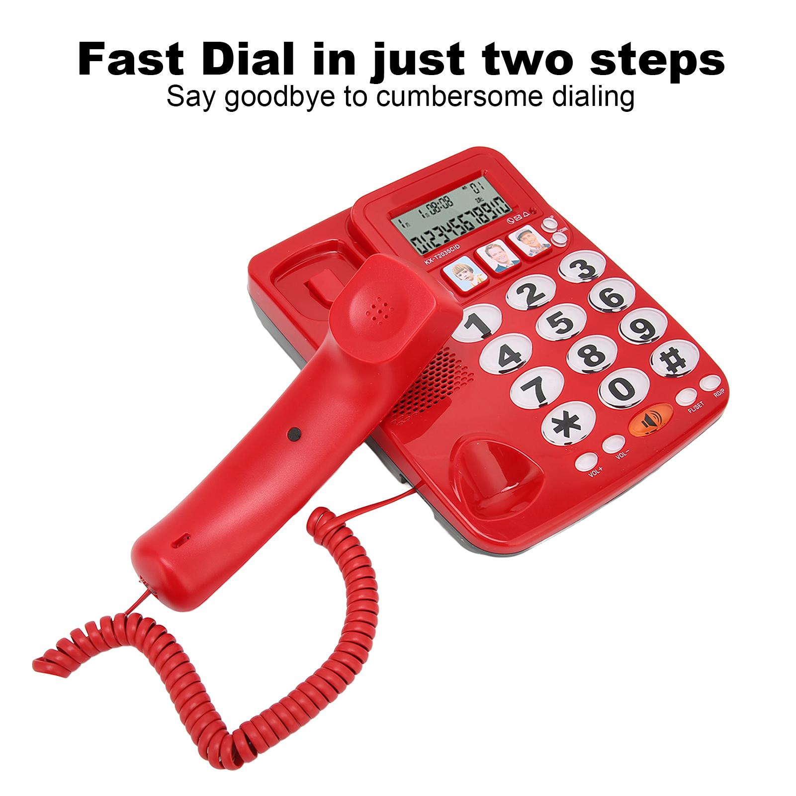 

Corded Telephone Caller ID Ringtone Shortcuts Storage Desk Landline with Indicator for
