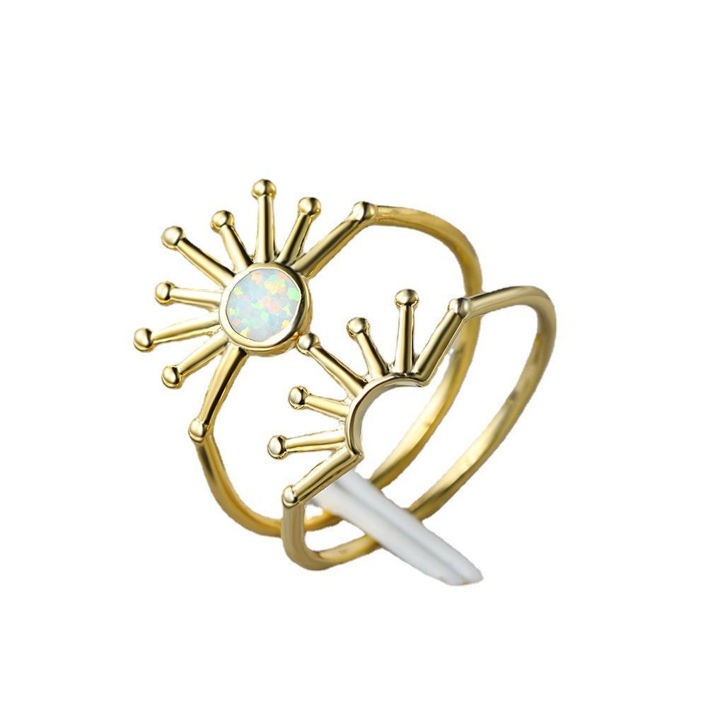 

W New Product European and American Style Gold and White Starry Ring Set Personalized Fashionable and Exquisite Jewelry No. 10