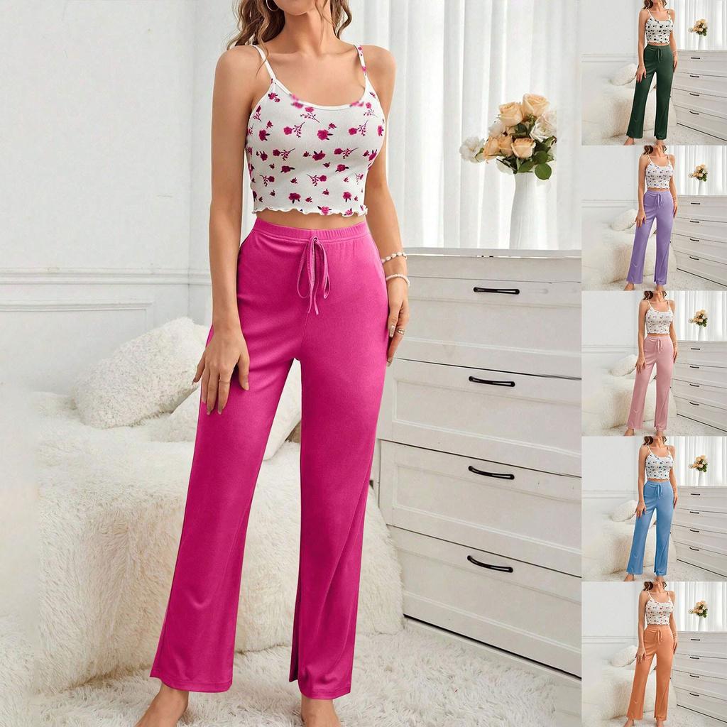 Women's Home Leisure Two-Piece Set Soft And Comfortable Summer Outdoor Pajamas Set