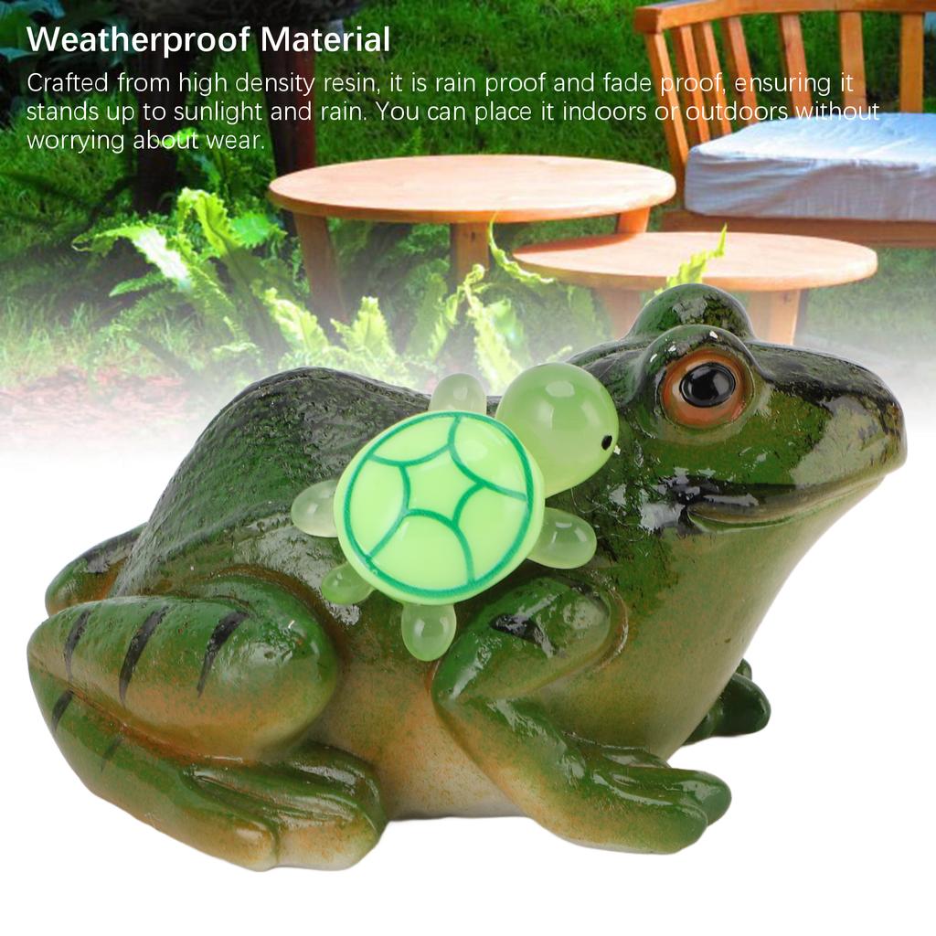 Žabí figurka Roztomilá Zábavná Pryskyřičná Žába se Želvou Socha pro Patio Zahradní Ornament