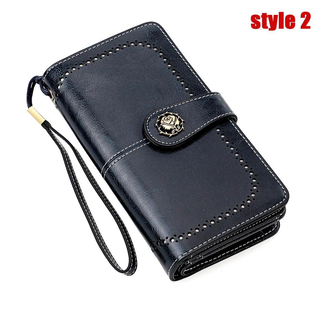 Vintage RFID Retro Genuine Leather Women's Long Clutch Wallet