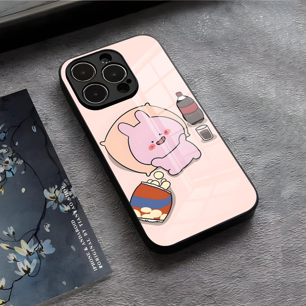 

Cute A-Asamimichan Phone Case For IPhone 17 Air 16 E Pro Max 15 14 13 Mini 12 Pro 11 Max Plus Black Glass Cover iPhone17 Air