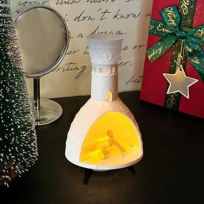 2025 Christmas Halloween Fireplace Decoration Fortabletop Metal Ornament With Lights Festive Holiday Decoration