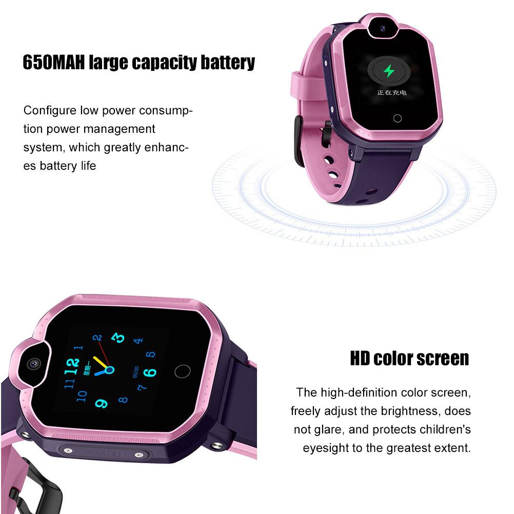 Kids Smart Watch 4G GPS Waterproof Touch Camera Phone Student Tracker Blue Gray Strap