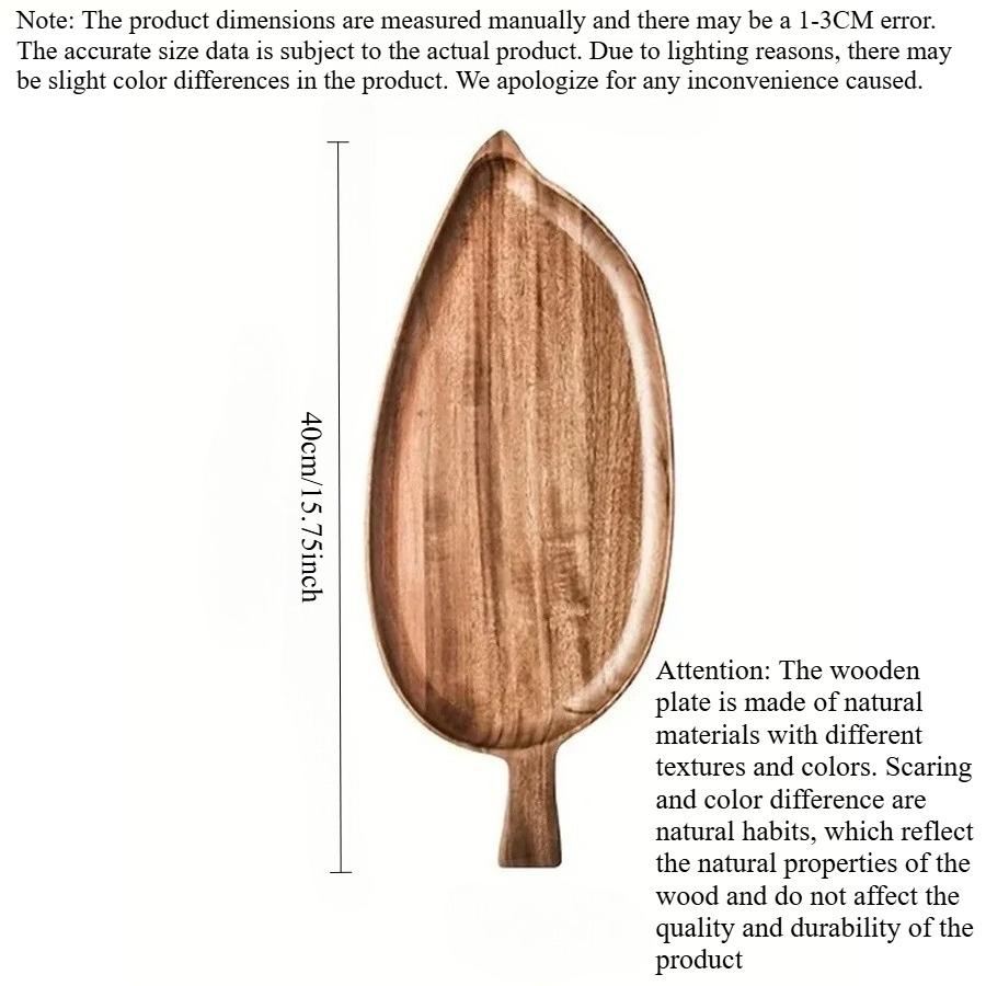 Waterproof Solid Wood Tray Leaf Shaped for Steak Sushi Grilled Meat Pizza Afternoon Tea Tableware Commercial Use