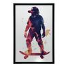 Poster Monkey On a Skateboard Poster Monkey On a Skateboard, 50X70 Cm, Dark Brown Wooden Frame, 230 Gsm Matte Paper