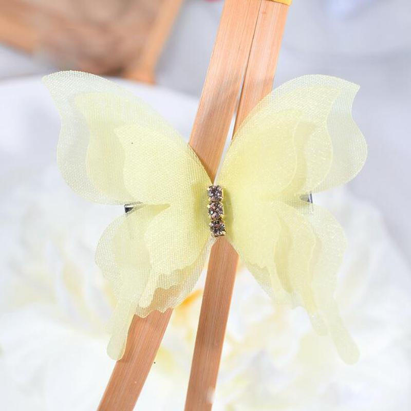 

10 шт. трехслойные алмазные трехмерные шифоновые наклейки-бабочки для одежды, аксессуары для волос, аксессуары для одежды жёлтый