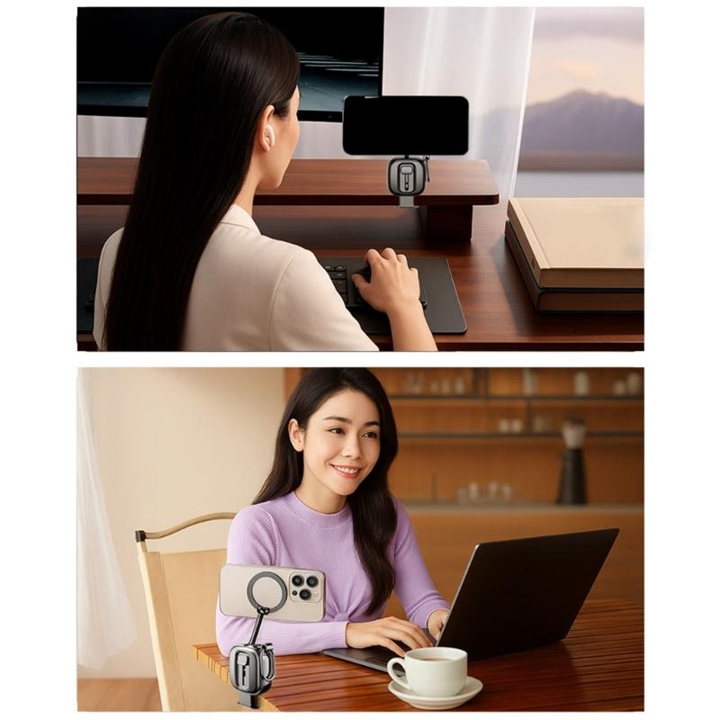 Compact Travel Foldable Magnetic Phone Mount Support Stand With Secure Carabiner Clip And 720° Adjustable Viewing Angle