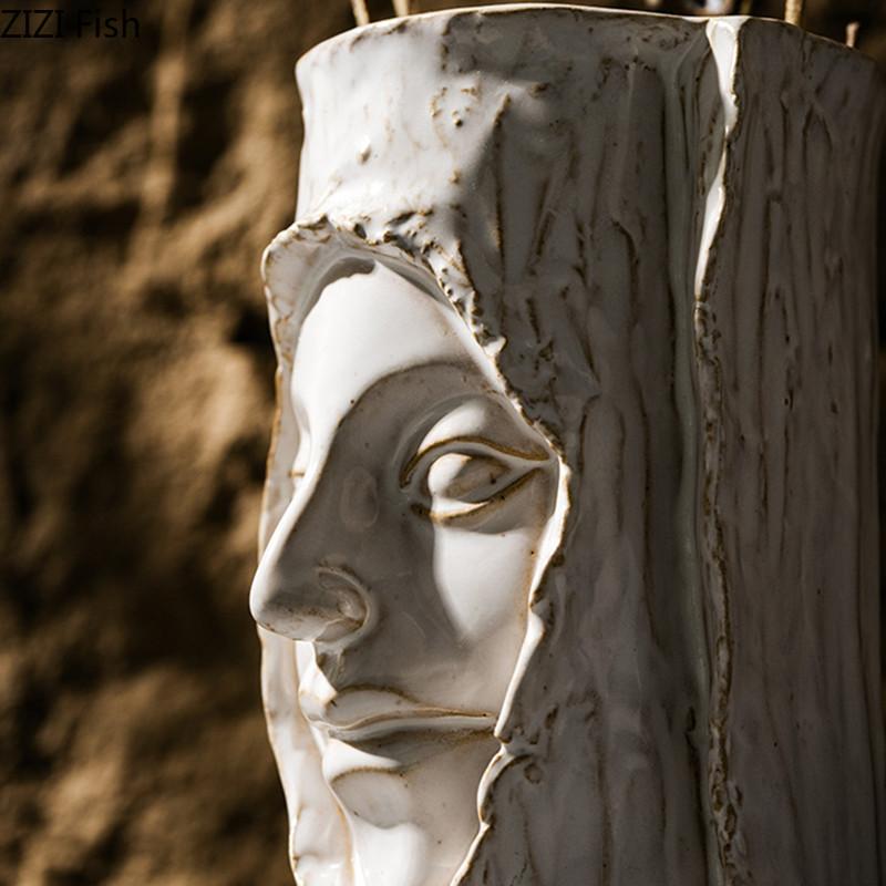 Art Nordique Vase Facial en Céramique Créatif Ustensiles d'Arrangement de Fleurs Sèches Décorations de Salon Table à Manger Art Décoration Intérieure