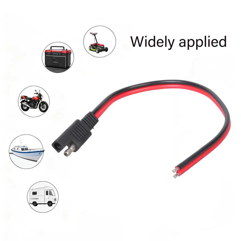 SAE to 2Pin Wire Adapter Power Cable 30/100cm Length 14AWG Tinned Copper Cores Compatible for DC12/24V Charging Systems