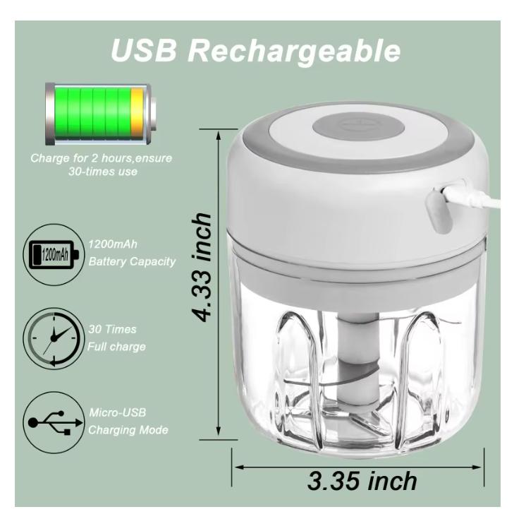 250ML Electric Garlic Grinder Household Multifunctional Meat Grinder Wireless Portable Mixer for Baby Food Processo