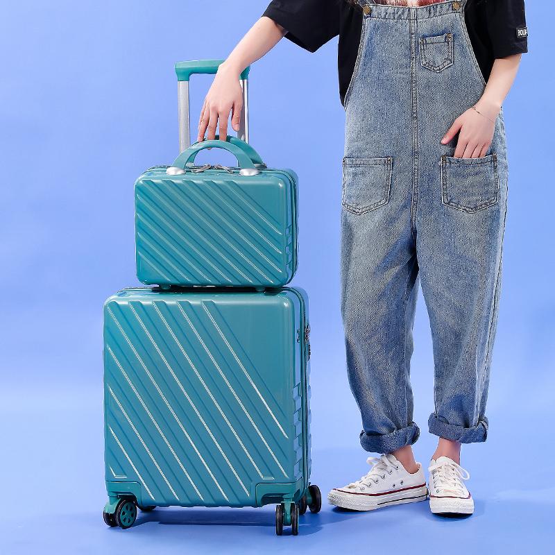 2 bucăți/set valiza de călătorie 18''20 inch bagaj rulant pentru cabină cărucior geantă set de bagaje pentru femei cu geantă cosmetică la modă