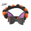 Photogenic Pet Collar Design Halloween Pom-pom Cat Collar, Adjustable Cute Pumpkin Bat Witch Dog Orange And Black Pom-poms for Cats Dogs