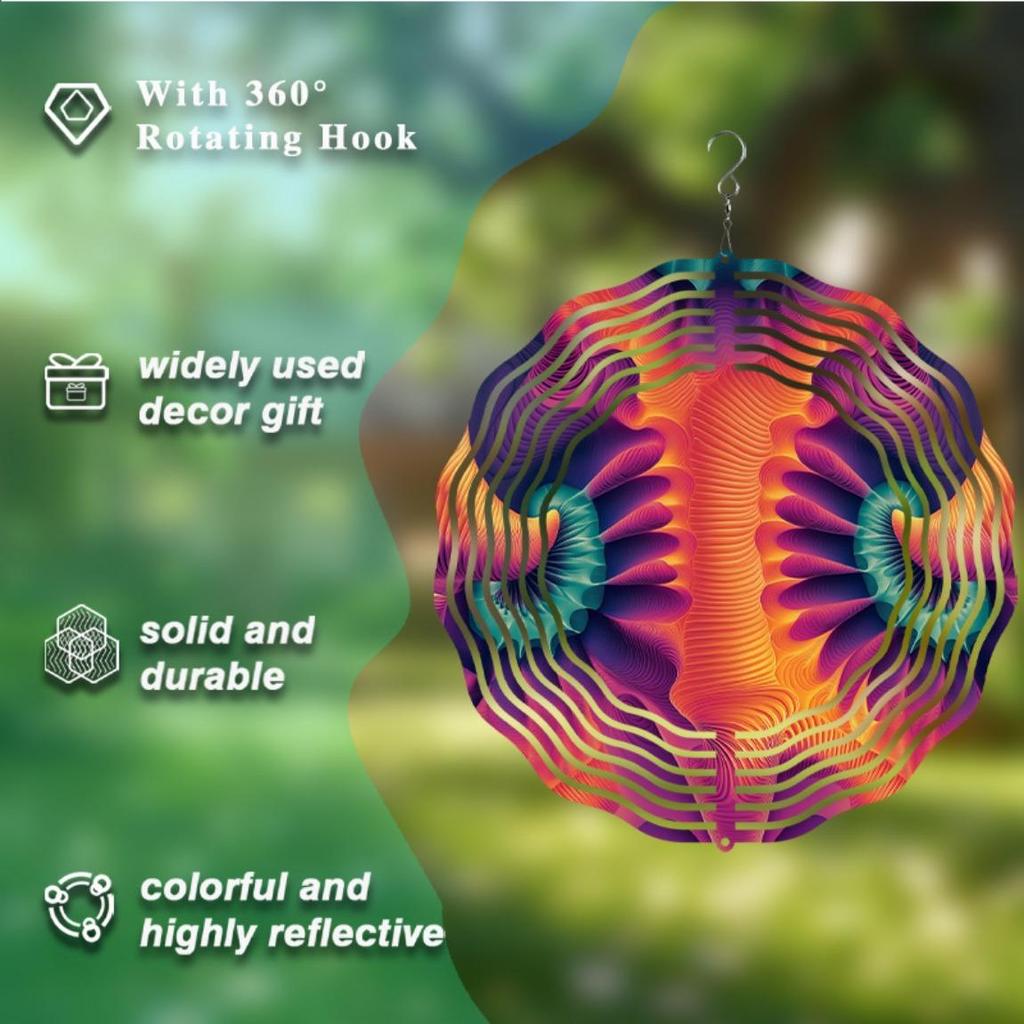 10 Inch Metal Wind Spinner Hanging Wind Chime for Garden Balcony Decor 360 Rotating Hook Outdoor Seasonal Decoration Vibrant Design