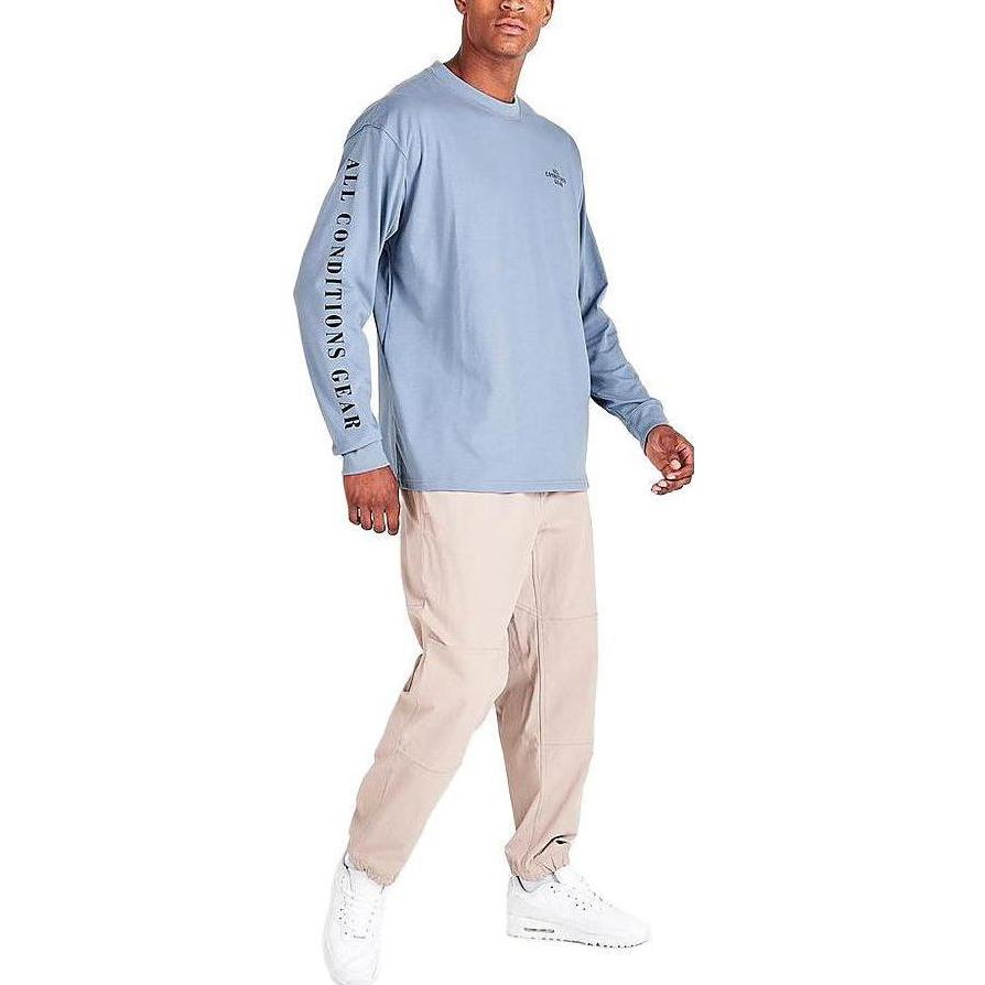 Nike Floral Print Crew Neck Long Sleeve T-Shirt Men Tops Sky-Blue DQ4958-493