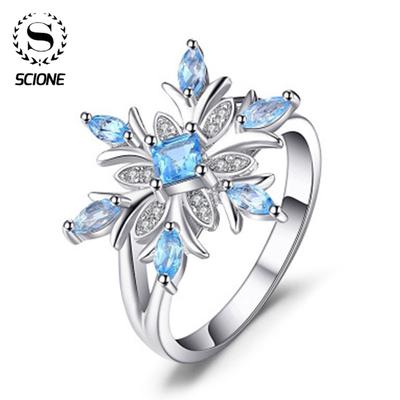 Women Flower Shaped Trendy Minimalist Dazzling Wedding Party Bridal Size 6-10 Ring