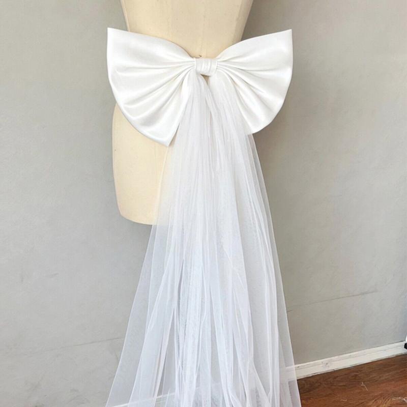 1 Stück Damenkleid Brautgürtel Große Satin Schleifenknoten Accessoires Elegant Abnehmbare Satin Tüll Schleife Hochzeitskleid Dekoration