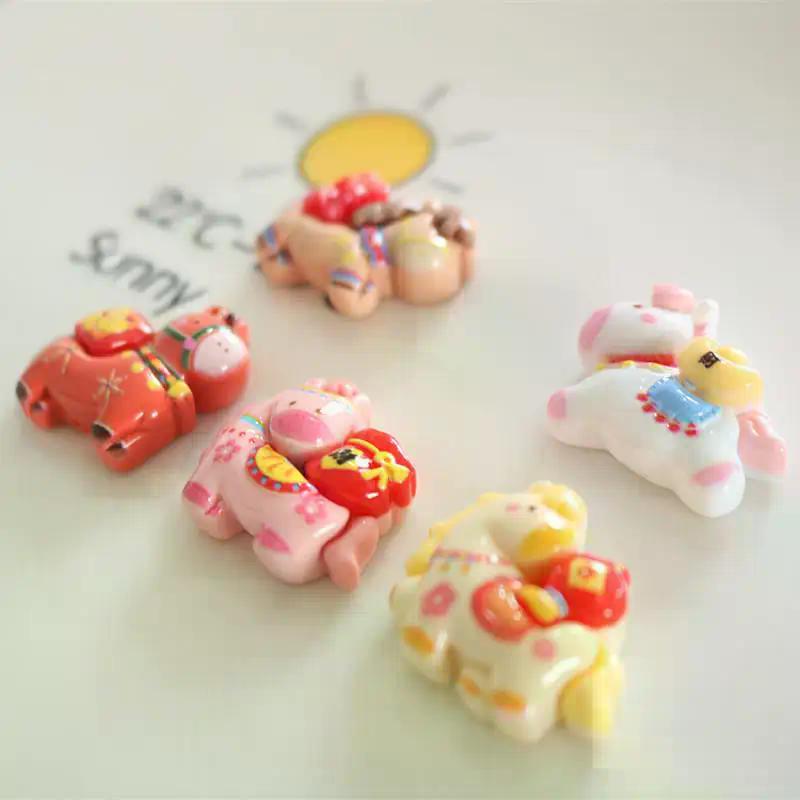 10Pcs Cartoon Cute Pony Resin Charms Fun Zodiac Horse Ornaments DIY Phone Case Refrigerator Magnet Hair Clip Accessories