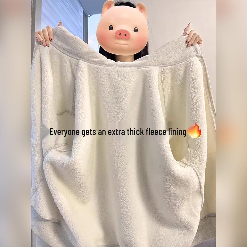 

Женский кардиган с капюшоном фиолетового цвета: Флисовая подкладка, Толстое, Маленький размер, Теплое пальто на осень/зиму 2025 XL Long Plush