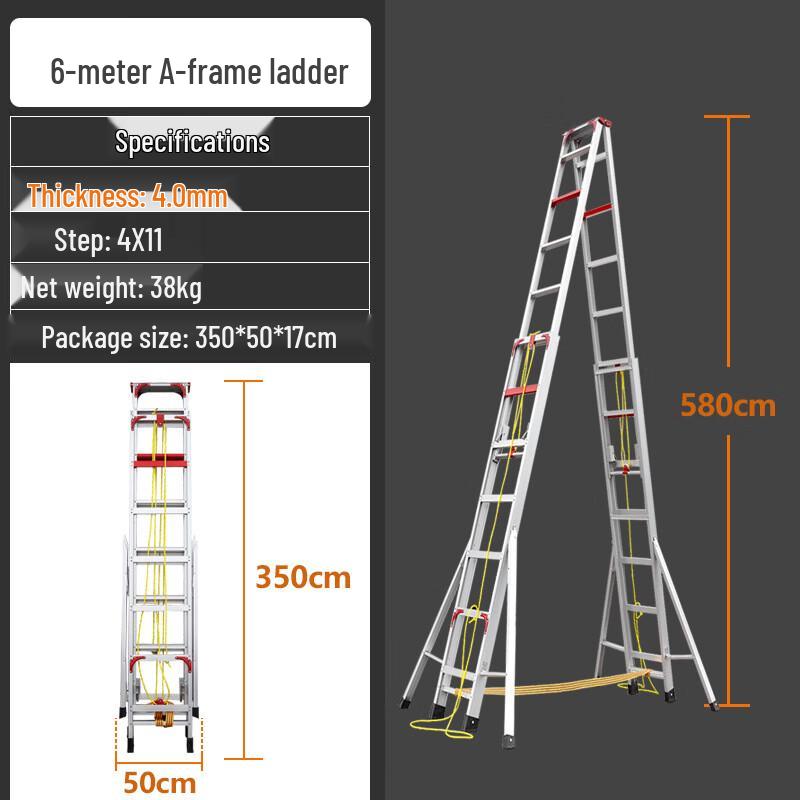 Shanshuo Heavy-Duty Telescopic Foldable A-Frame Ladder