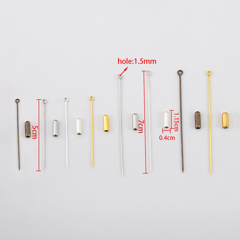 20pcs/lot 50/70mm Stick Metal Brooch Base Pin Safety Stopper Needle for DIY Lapel Badges Hat Jewelry Making Accessories Supplies