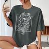 Women Summer Round Collar Cotton Oversize Flower Printed T Shirt - Fashion Short Sleeve Top