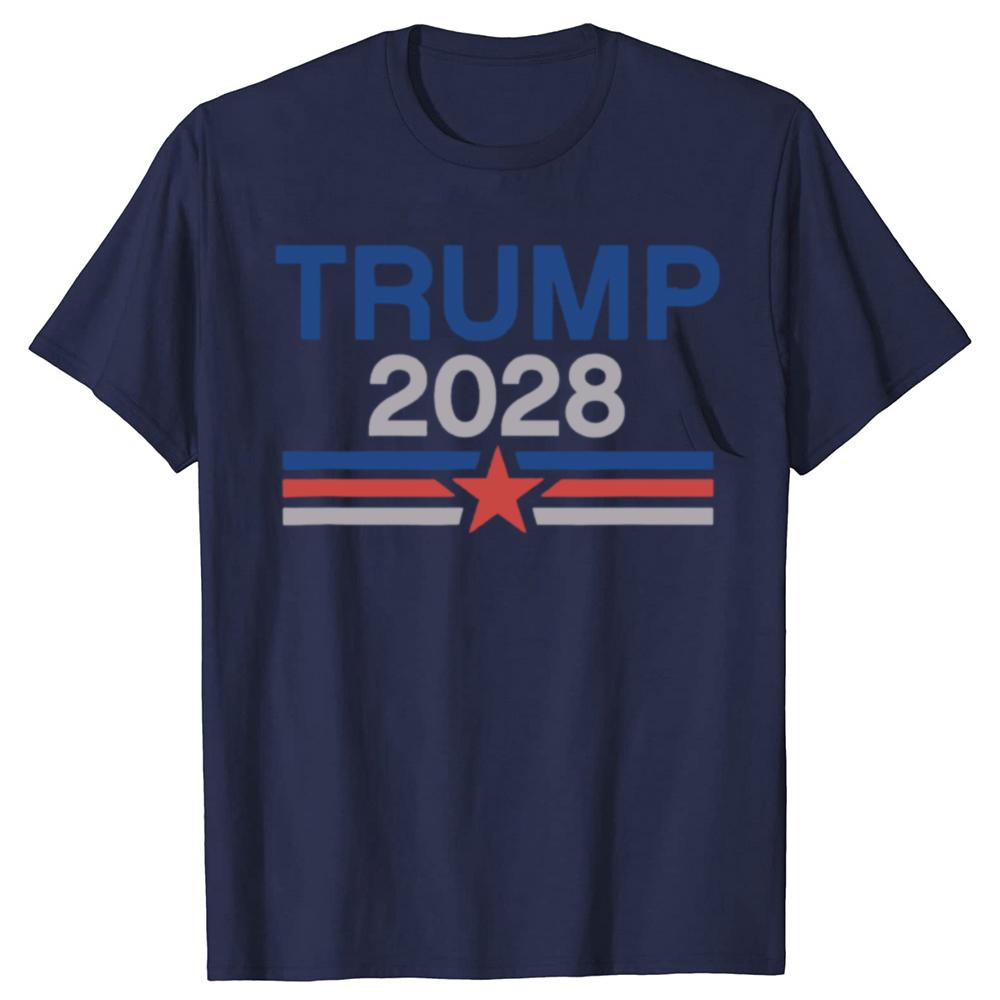 Funny Trump 2028 Minimalist Retro Graphic T Shirts Men Cotton Humor Streetwear Tee Shirt Short Sleeve Unisex Loose Clothing