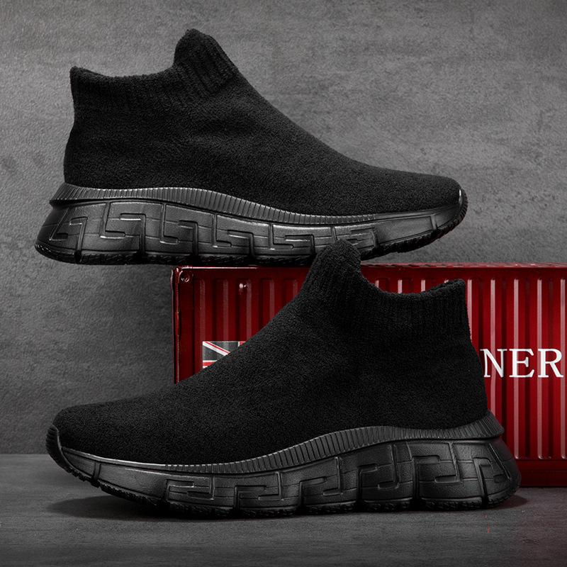 Jinjiang Large Size Foot Socks Shoes Fashion Trend Couple High Top Velvet Fly Knitting Sneakers