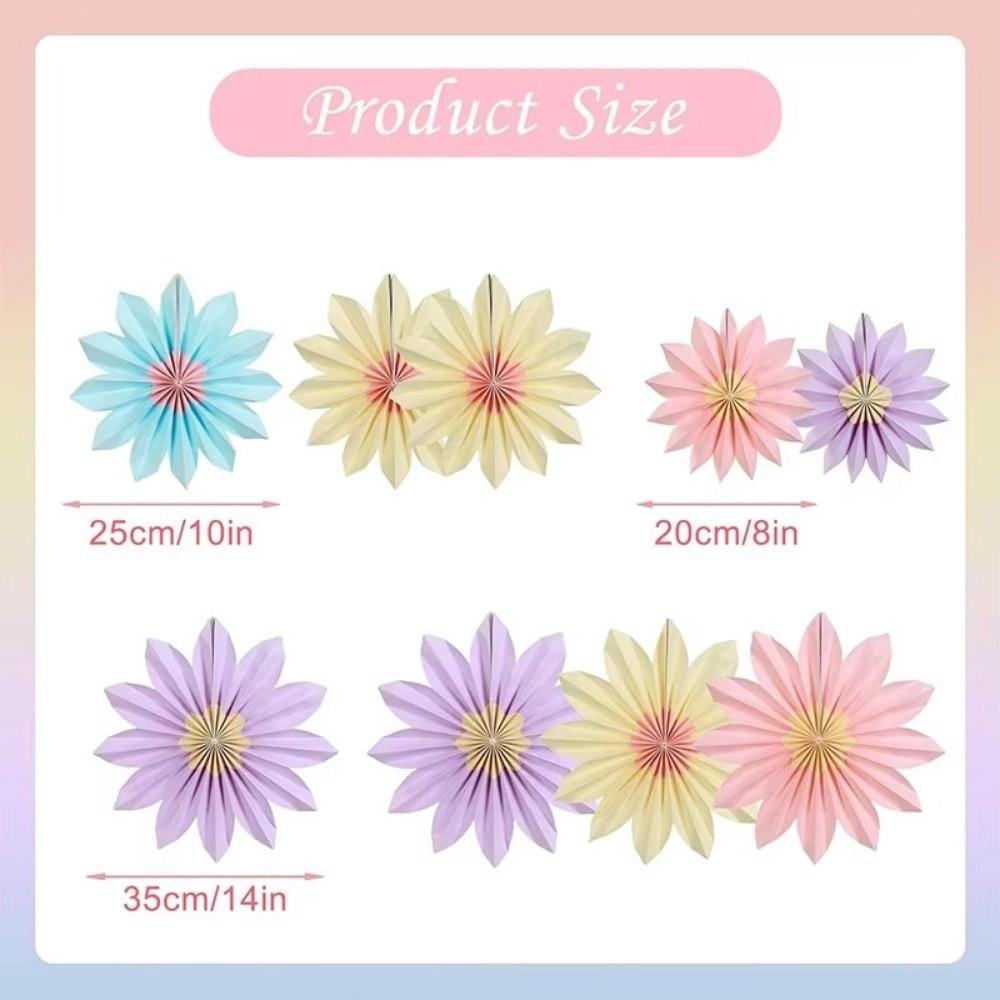 9pcs/set Multicolor Sunflower Paper Fan 20/25/35CM Flower Wreath Holiday Theme Decorations