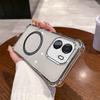 Case for OPPO A6t Pro,A6 4G5G Clear Magnetic Casing Electroplated Lens Frame Phone Cover