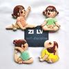 4pcs Set of Japanese Magnetic Fridge Stickers, Featuring a Korean Sporty Self Discipline Girl, Cute Cartoon Designs for Fridge Decoration