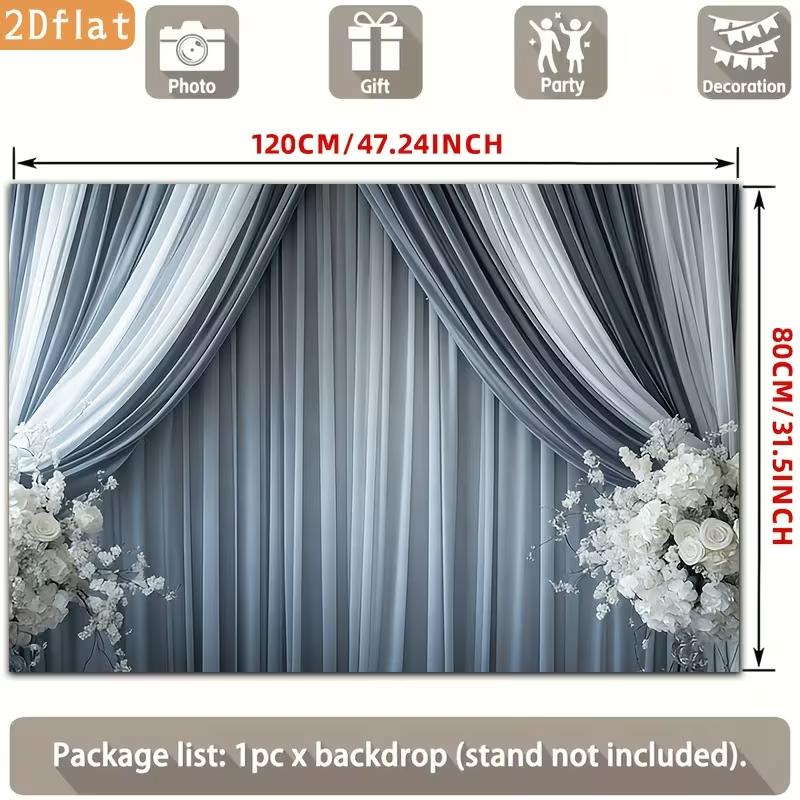 Grey Drape Backdrop with White Flowers for Wedding, Reception and Ceremony