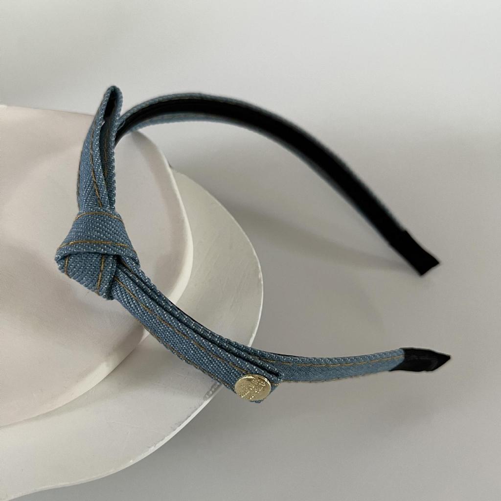 Gold Label Denim Schleifen-Stirnband - Retro, High-End, Schlichtes Stil-Haaraccessoire