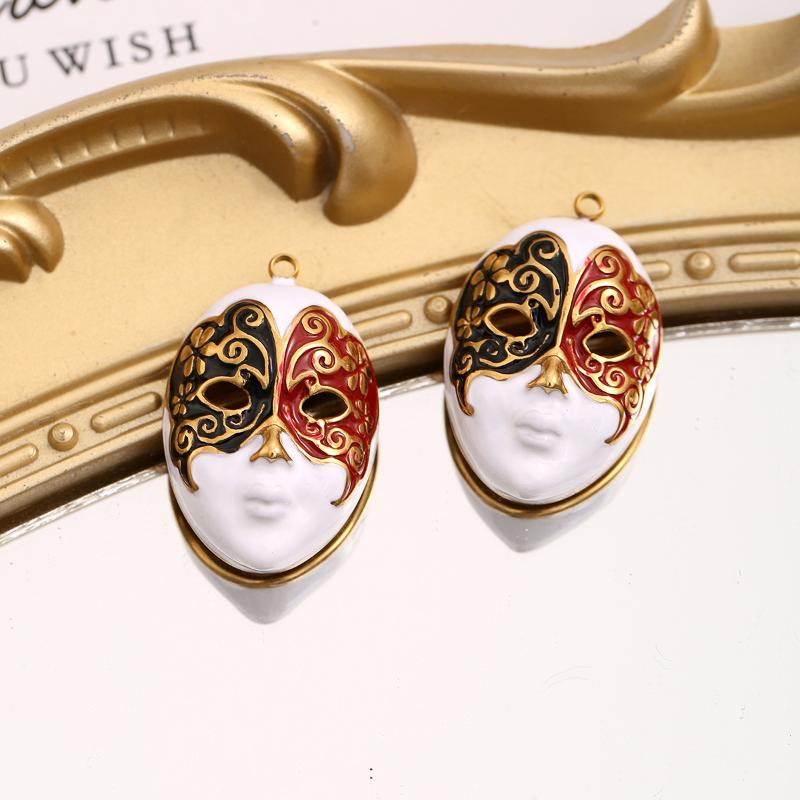 Mask Water Drop  Stainless Steel Charms Enamel Pendant Accessories Diy Women'S Jewelry Necklace Making Connectors