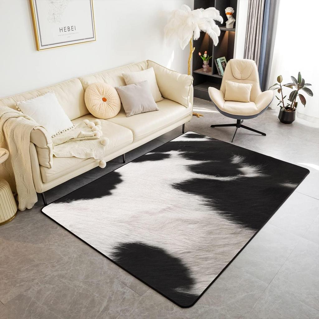Cowhide Pattern Area Living Room Rugs for Boys Girls Man Cow Spot Wild Animal Decorative Rug Farmhouse Cowboys Bedroom Decor