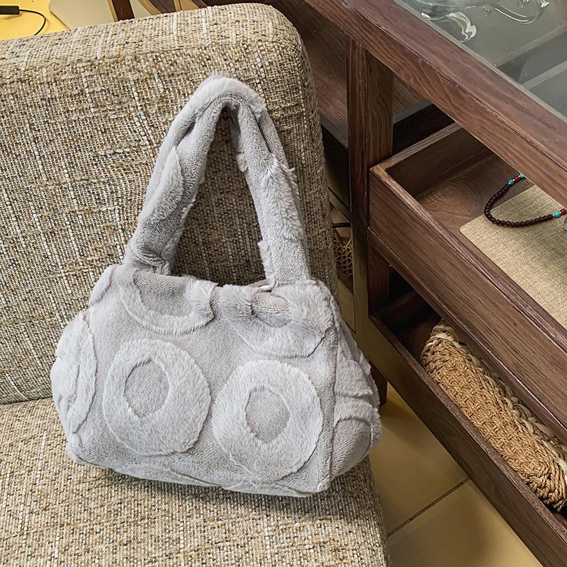Premium Hair Bag Women's Autumn and Winter New Casual Plush Shoulder Bag Commuter Tote Bag