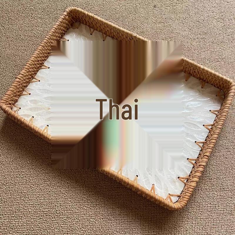 Handwoven Rattan Shell Tray & Storage Basket