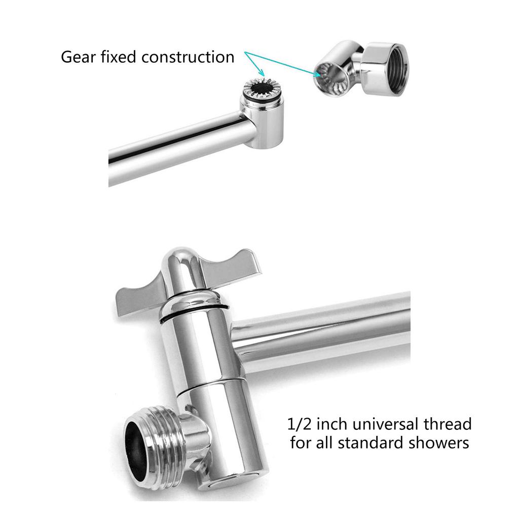 Shower Head Extension Flexible Shower Arm Shower Head Rod Easy Installation & Height Adjustment Steel Rod for Bathroom