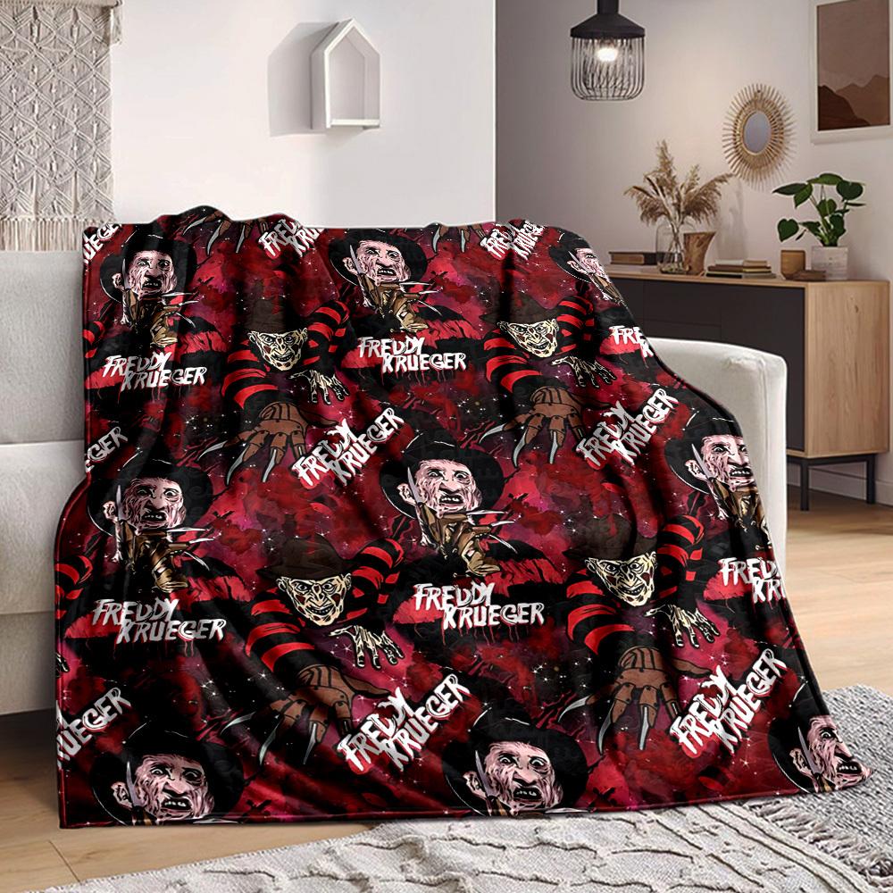 1pc A Nightmare on Elm Street Flannel Throw Blanket - HD Printed Lightweight Soft Warm All-Season Blanket for Sofa, Bed, Travel, Camping 080