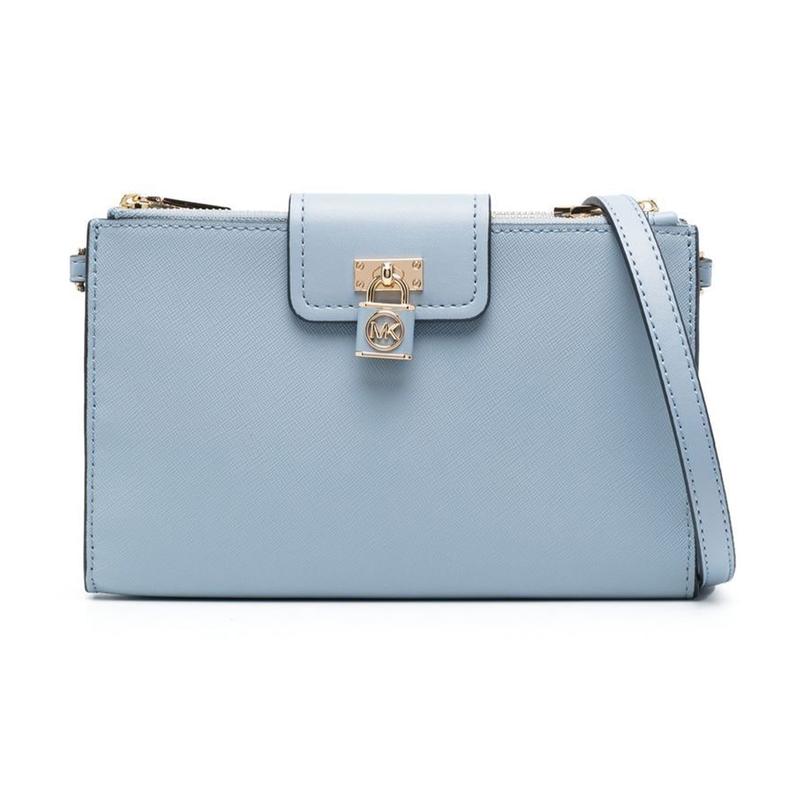 MICHAEL KORS Ruby Gold Hardware Padlock Detail Calfskin Shoulder Crossbody Bag Women s Blue синий
