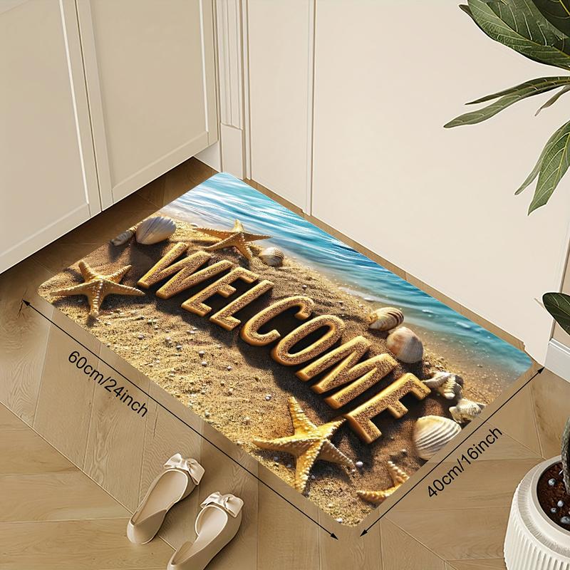 Beach Wave Kitchen Decorative Mat Non-slip Entrance Area Decorative Mat Soft  Perfect for Kitchens Laundry Rooms and Door Mats