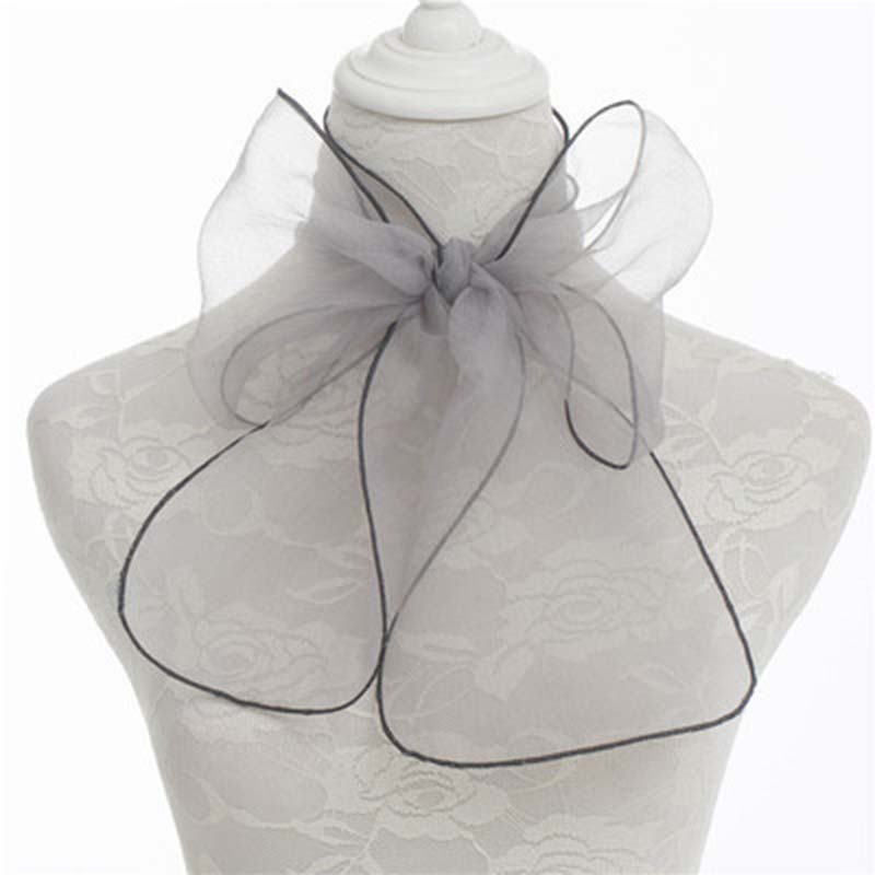 Korean Female Organza Transparent Bow Long Narrow Neck Guard Silk Scarf  Summer Thin Gauze Sunscreen Shawl Scarves Headscarf P32