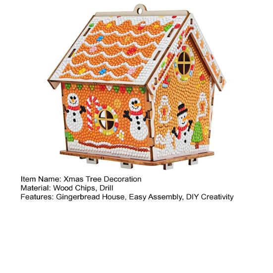 Christmas Tree Decoration Gingerbread House Wooden DIY Puzzle Set Family Holiday Tree