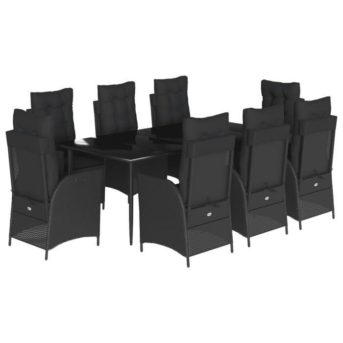 VidaXL Ensemble à Manger de Jardin avec Coussins 9 pcs, Table et Chaises avec Dossier Réglable, Meubles d'Extérieur, 3213183