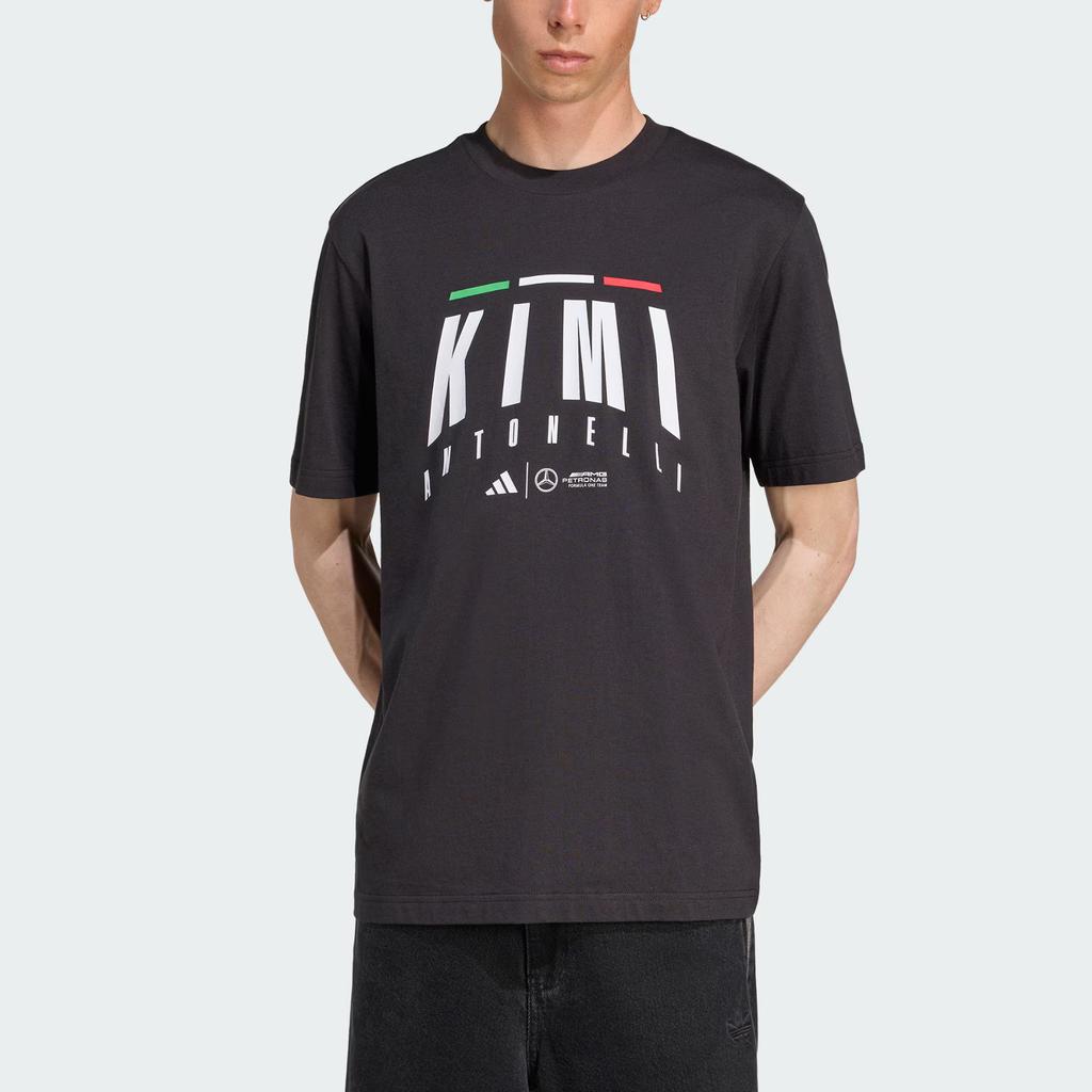 adidas Mercedes Amgteam Ss25 Petronas Formula One Kimi Antonelli Logo Sports Crew Neck Short Sleeve T-Shirt Men Tops Black JZ8910