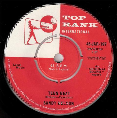 

7inch Record SANDY NELSON - Teen Beat 45JAR197 Top Rank Intern 1959 UK Rock Used