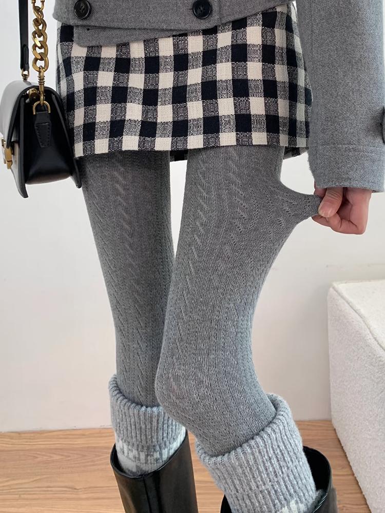 Geometric Pattern Pantyhose Women Autumn Winter Knitted Slim Tights 2025 Vintage High Waist Stocking Y2K Style Tights